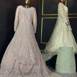 Nouveau filet Taaj Lehenga Choli avec pierre Jarkan lourde Design coupé en 6 couleurs pour la mariée et la fête - Product Image 1