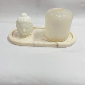 Wholesale New Design Lord Buddha and Marble <b>Tray</b> <b>Candle</b> Holder with Metal Lantern Star Religious Decoration From Manufacturer - Product Image 3