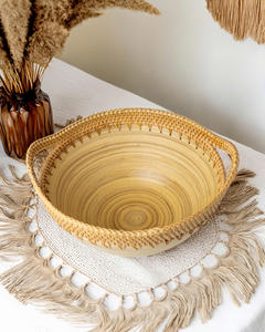 Bambú hilado ecológico con cuenco de exhibición de comida de ratán para mesa de comedor, bodas y configuración de mesa de fiesta de vacaciones - Product Image 3