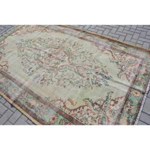 พรมทอสไตล์ตุรกีวินเทจขนสัตว์5.7 X 9.1ft เรียบมีลวดลายปะต่อสำหรับตกแต่งห้องนั่งเล่น - Product Image 4