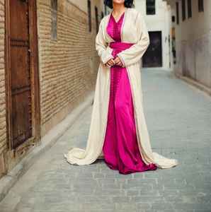 100 pour cent de haute qualité couleur rose femmes caftan traditionnel Abayas au meilleur prix manches longues vêtements islamiques - Product Image 2