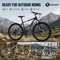 Vélo de montagne 29 pouces pour adultes, cadre en acier carbone, frein à disque double, 21/24/27 vitesses, jantes en aluminium légères