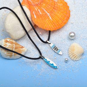 Colliers en acier inoxydable pour planche de surf, collier Tabla De Surf, bijoux sur le thème de l'océan, colliers de surf, colliers en cuir noir pour hommes - Product Image 4