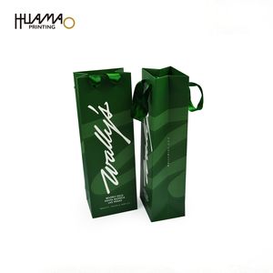 Sacs en papier pour vin vert de qualité supérieure Huamao avec poignées robustes, sacs de transport pour vin avec logo personnalisé pour la vente au détail, les cadeaux et les événements de dégustation de vin - Product Image 2