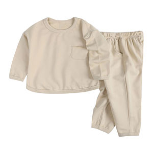 Ensemble de survêtement en polaire pour enfants personnalisé, tenue deux pièces, sweat-shirt, pantalon de jogging, couleur unie, unisexe, vêtements décontractés d'hiver - Product Image 2