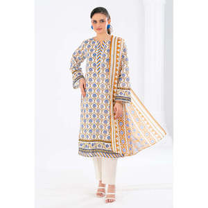 Ensemble décontracté 3 pièces imprimé style uni, longueur genou, en tissu lawn, avec décorations en diamant, respirant, numérique, ODM CLP-52216 XS pour tenue d'été - Product Image 1