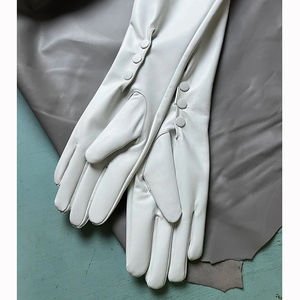 Guantes largos de piel de oveja de color blanco puro para hombre, guantes de codo de cuero para mujer, guantes de dedo Opera, hebilla de reparación de muñeca - Product Image 6