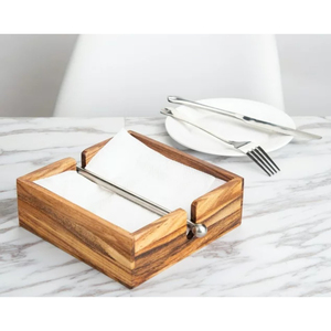 Porte-serviettes en bois élégant conçu pour ajouter un charme rustique élégant et une touche décorative fonctionnelle à toute table à manger - Product Image 2
