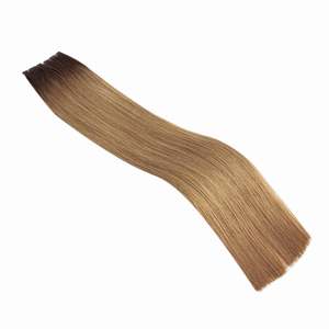 Double Drawn Remy Hair Extensions 22 Inch Straight for Ombre Dark <b>Brown</b> Caramel Blonde <b>Tape</b> in - Product Image 3