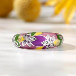 Anillo de Plata de Ley con Esmalte Multicolor y Circonita para Mujer, Diseño de Flor Encantadora, Ideal para Aniversario - Product Image 4