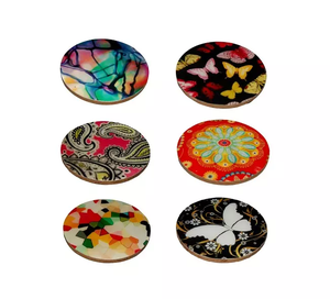 Expensive Enamel Design Square Household Dinnerware Glass Coaster Antique Look Resin & <b>Wooden</b> Flatware Table Tea Cup Mats Pads - Product Image 5