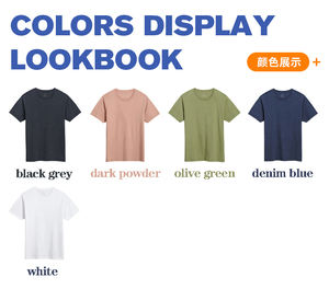 Camiseta de cuello redondo 140gsm 5 colores 60% algodón 40% poliéster cómoda camiseta transpirable para hombres - Product Image 6