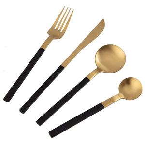 Inexpensive <b>Gold</b> Plated Modern Stainless Steel Portable Spoon Fork & Knife Set Stainless Steel Amazing New Design Round Handle - Product Image 2