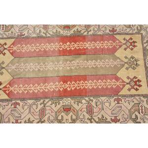 Alfombra Vintage de Lana, Color Rojo y Beige de Anatolia, 3,5X5,8 Pies, Área Grande, Diseño de Retazos Rectangulares para Habitación de Adolescentes, Pasillo con Respaldo de Látex - Product Image 5