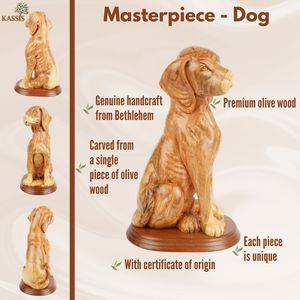 Sculpture de chien en bois d'olivier Art Déco sculptée à la main, 32 cm, figurine artisanale, décoration d'intérieur, collection exclusive de Bethléem - Product Image 4