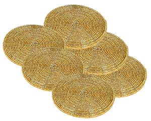 Most Valuable <b>Yellow</b> Sunflower Beaded Coaster Unique Shape Superior Quality Embroidered Glass Beads Polyester Coasters <b>Placemats</b> - Product Image 5