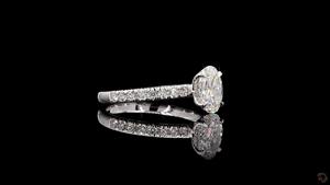 แหวนหมั้นเพชร1.42 CT วงรีสำหรับผู้หญิง VVS ความชัดเจน14K เครื่องประดับทองขาวจรรยาบรรณแบบยั่งยืน - Product Image 3