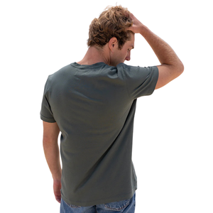 T-shirt pour homme en coton biologique de luxe 100% vert forêt, col en V, pré-rétréci, certifié GOTS, manches courtes, respirant, coupe ajustée - Product Image 6