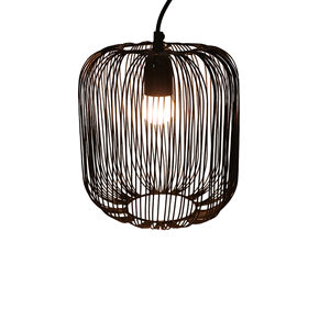 Black Farmhouse Industrial Pendant <b>Light</b> with Metal Cage Adjustable Height Dimmable <b>Ceiling</b> Lighting for Home Office Kitchen <b>Bar</b> - Product Image 4