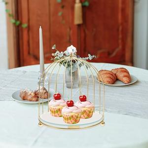 Présentoir à dessert style cage support à gâteau en métal couleur or idéal pour les fêtes d'anniversaire de mariage gâteaux à dessert fruits - Product Image 3