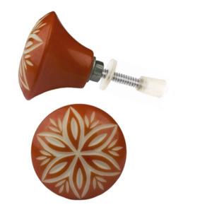 ลูกบิดประตูลิ้นชักทำจากไม้ทองเหลืองสลักลายกระดูกทำจากเรซินสีแดงสำหรับห้องครัวห้องนอนโรงแรมโรงเรียนเฟอร์นิเจอร์ - Product Image 2