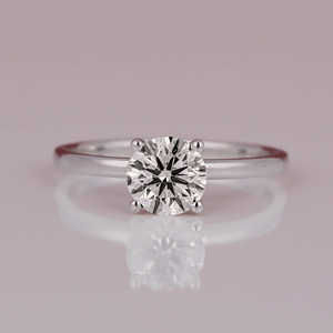 Bague de fiançailles solitaire en or massif 14 carats plaqué or, sertie clos, style classique de luxe, diamant de laboratoire certifié IGI, anniversaire - Product Image 1