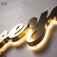 Enseigne murale de bureau personnalisée EZD en métal noir avec halo lumineux, affichage intérieur/extérieur, enseigne 3D personnalisée rétroéclairée par LED