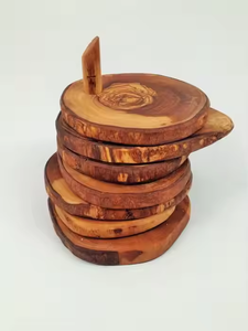 Ensemble de 6 sous-verres avec support en bois Fabricant Rond en bois par crescent crafts - Product Image 2