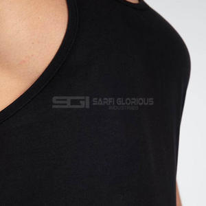 Camiseta Deportiva de Algodón y Elastano Negra para Hombre, Camiseta sin Mangas para Gimnasio, de Alta Elasticidad y Transpirable - Product Image 3