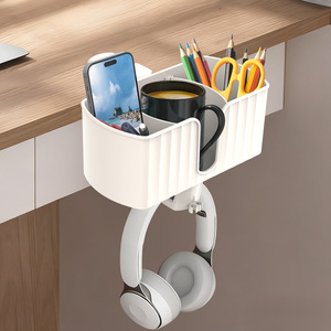 Nuovo Organizzatore da Scrivania Flessibile e Regolabile in Plastica ABS Nera, Supporto Staccabile per Penne e <span class=keywords><strong>Telefono</strong></span>, Stand per Cuffie, Portabicchieri - Product Image 2