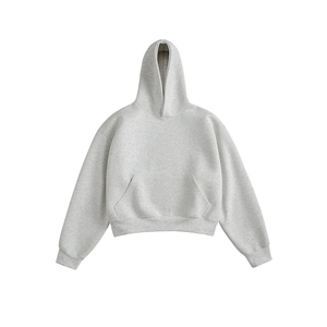 Sudaderas cortas con capucha Cleanfit Y2K para Hombres y Mujeres 2000S moda coreana chándal gris con Bolsillo grande 100% Sudadera con capucha de algodón - Product Image 1