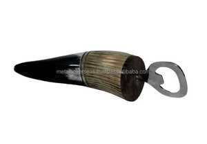 Venta al por mayor de abrebotellas de acero inoxidable hecho a mano y cuerno con logotipo personalizado diseño redondo moderno-Marca de metal en el extranjero - Product Image 4