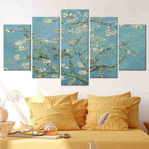 Impresión artística en lienzo de ramas florecientes de árboles de almendro de Van Gogh, decoración elegante para el hogar, juego de 5 lienzos variados - Product Image 1