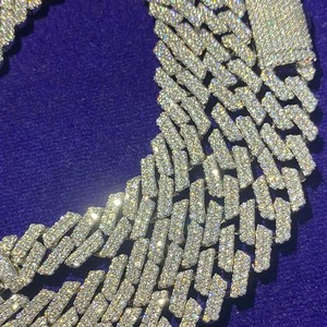 Premium Glacé Bling Prong Miami Moissanite 10MM Cubain Lien Collier Chaîne Cristal Fermoir Drippy Cadeau D'anniversaire De Chaîne Pour Hommes - Product Image 6