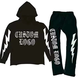 Sudadera con capucha de peso pesado para hombre, con logo bordado personalizado OEM, efecto desgastado, lavado ácido, estilo chándal con pantalón acampanado - Product Image 5