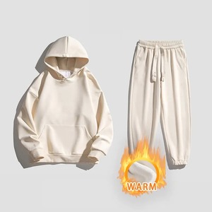 Conjunto Deportivo de Dos Piezas para Mujer, Invierno, Estampado, Grueso, Cálido, Cortavientos, con Capucha, Manga Larga, Pantalón, Color Sólido, Informal, para Correr - Product Image 5