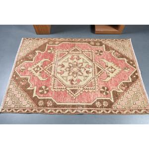 Turkish Rug, Accent 3.5x5.1 ft Vintage Rug, <b>Red</b> Ombr <b>Wool</b> Rug - Product Image 3