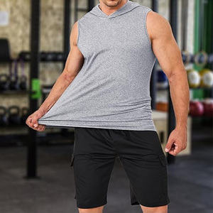 Breathable <b>Men</b> Hooded Tank Top, <b>Sleeveless</b> Workout Shirt for Fitness & Running <b>Hoodie</b>, Casual Gym Sportswear Tank - Product Image 3