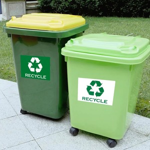 Reciclaje de letrero verde/blanco Rectángulo 10x7 Autoadhesivo Clasificación de residuos Señal de aviso ambiental - Product Image 2