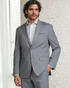 Venta al por mayor de alta calidad de los hombres de dos piezas traje de boda de moda de los hombres Delgado Color sólido de la oficina de negocios Traje de talla grande - Product Image 6