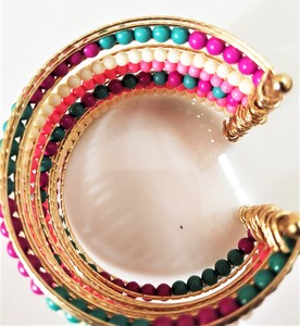 Fait à la main 2024 élégant rétro ethnique Floral Funky motif perles de rocaille cerceau fiançailles fêtes de mariage exclusif bijoux cadeau femmes - Product Image 5