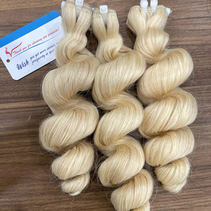 Extensiones de cabello rubio ondulado suelto de primera calidad directo de fábrica, cabello alineado con cutícula, cabello tejido vietnamita - Product Image 1