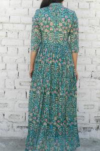 Teal Blue Cape Set Indian Fashion Styling Quality <b>Kurti</b> and Pants Directly from Indian Manufacturer - Product Image 3