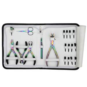 Kit complet d'outils pour extensions capillaires, comprenant des pinces à presser pour extensions à bandes, des pinces à micro-perles et des outils de retrait, des pinces à kératine et un outil de coupe pour extensions à micro-perles. - Product Image 5