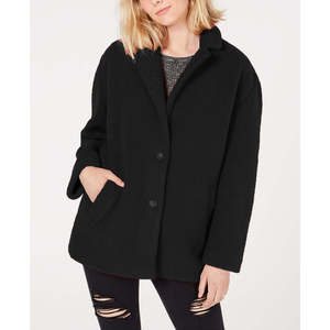 Collezione B Juniors Cappotto Slim XX-Large in Ecopelliccia Nero con Stampa Animalier, Decorazioni in Pelliccia di Volpe e Cammello, Bottoni e Piume, Imbottitura in Cotone - Product Image 1