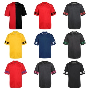 Nouveau maillot de football unisexe respirant rouge avec rayures bleues sur manches courtes, options de logo et de couleur personnalisés – Collection 2026 - Product Image 6