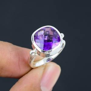 Classical <b>Ring</b> Jewelry For Women Silver Boho Style Jewelry 925 Sterling Silver <b>Amethyst</b> Gemstone Handmade <b>Ring</b> Gift For Wife - Product Image 3
