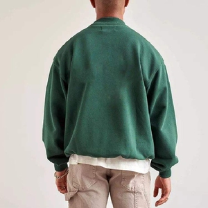 Sudadera Oversize de Cuello Redondo para Hombre, Verde Sólido, 100% Algodón Tejido, Estilo Casual, Ecológica, Bordada con Cuentas, para Invierno - Product Image 4