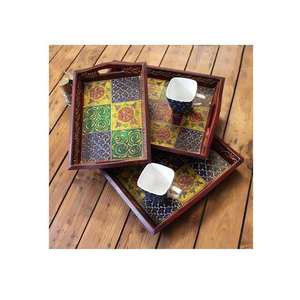 Handmade Modern Style Wooden Serving Tray for Hotel Kitchen & Restaurant at a Reasonable Rate From Indian Exporter - Product Image 1
