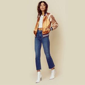 เสื้อแจ็คเก็ตผ้าซาตินถักแบบสบายๆ กันน้ำ สีพื้น โพลีเอสเตอร์เนื้อหนา สไตล์สตรีท สำหรับผู้หญิง ระบายอากาศได้ดี - Product Image 5